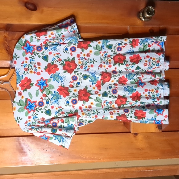 FAITH & JOY* faux wrap front, flutter sleeve, peplum waist top blouse tu… - Picture 5 of 8